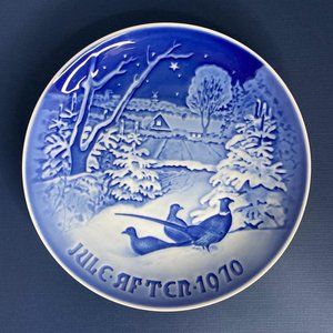 Vintage B&G Copenhagen Porcelain "Pheasants in the snow at Christmas" Plate